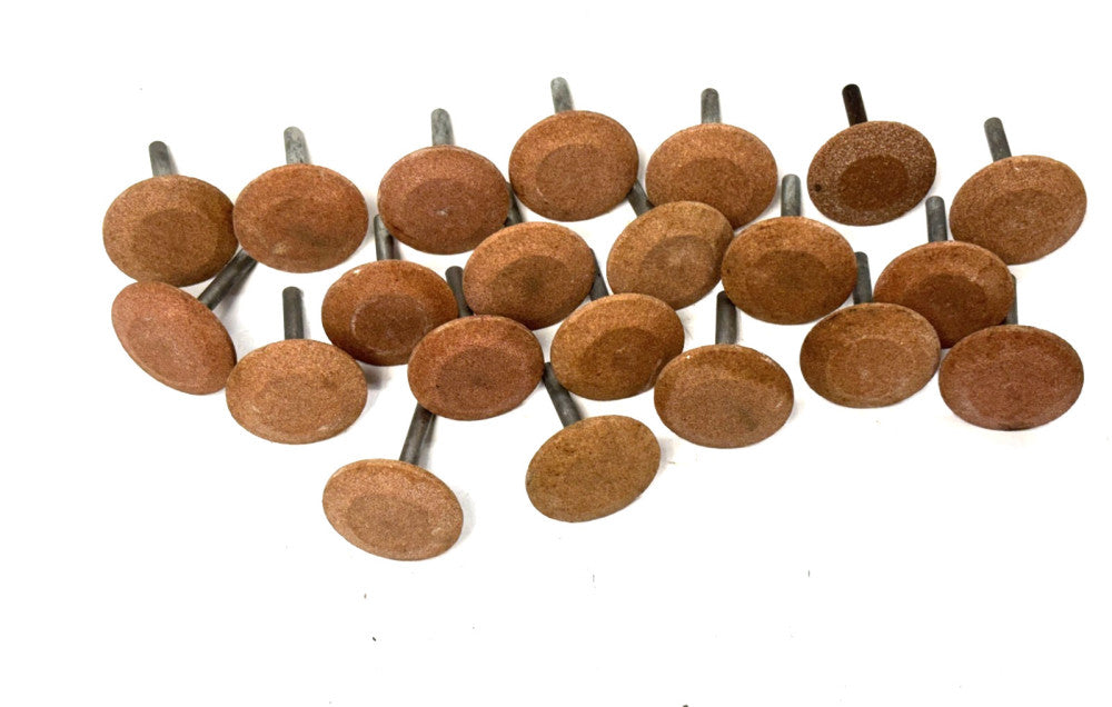 MOUNTED ROUND ALUMINUM OXIDE GRINDING STONE 1-3/4" DIA, 1-1/2" SHANK LOT OF 21