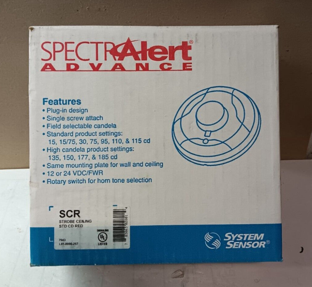NEW SYSTEM SENSOR SCR SPECTRALERT CEILING STROBE RED 12/24 VDC