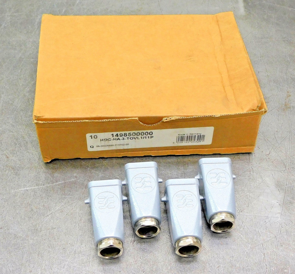 Weidmuller HDC-HA-3-TOVL1/11P Heavy Duty Hood Bottom Entry Lot of Four (4)