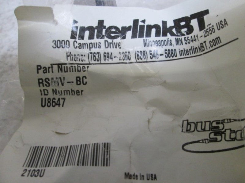 INTERLINK BT RSMV-BC BUS STOP CLOSURE CAP  NSNP IN A BAG