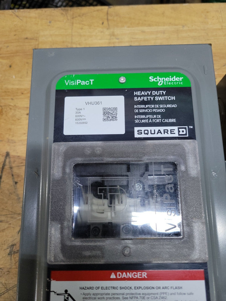 1 NEW NO BOX Square D VHU 361 30A 600V Heavy Duty Safety Switch