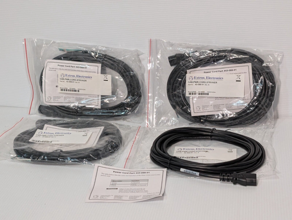 Lot of 4 Extron 4308801 Rev. A, Stryker Compatible Cable Power Cord SNA11XYWD