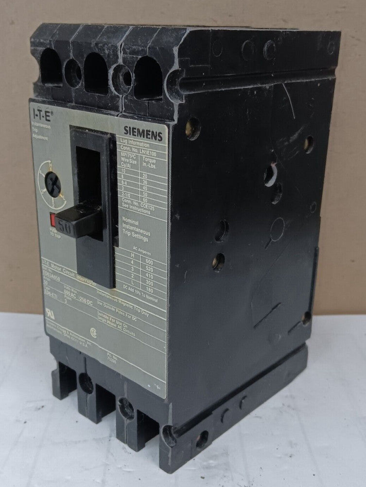 SIEMENS ED63A050 MOTOR CIRCUIT PROTECTOR 50 AMP 3 POLE 600 VAC