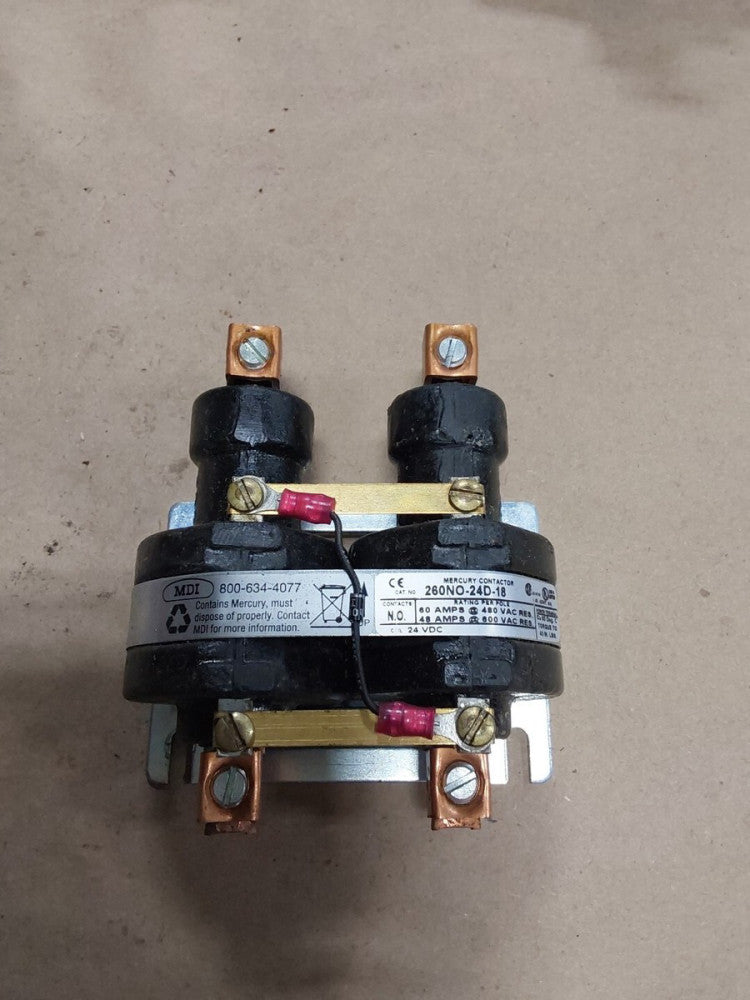 MDI 260NO-24D-18 Mercury Contactor 60/48 Amps 480/600VAC