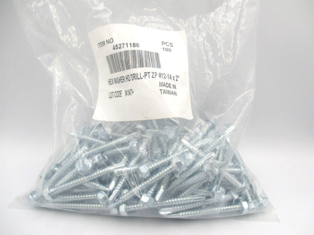 (33844) #12-14 x 2" Hex Washer Drill Point Screw - Pack of 100 