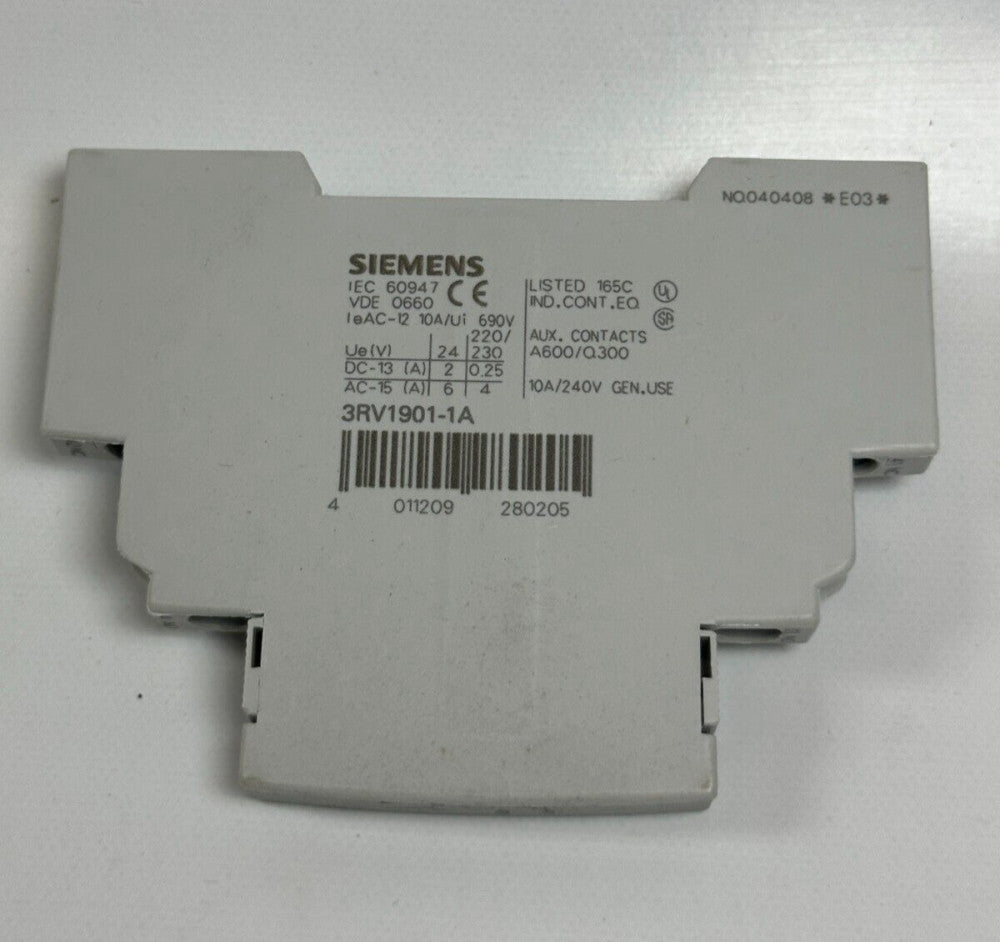 Siemens 3RV1901-1A Auxiliary Contacts A600/Q300 10A/240V - New Fast Ship