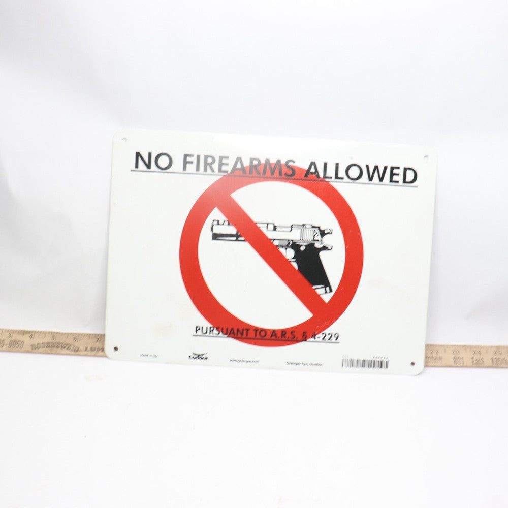 Grainger No Firearms Allowed Sign Aluminum 10"x14" 453T81