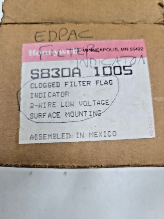 1- Honeywell S830A-1005-1 Clogged Filter Flag Indicator 2-Wire Low Voltage ~ NEW