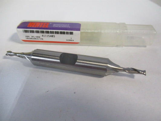 (E1050008) 1/8" x 3/8" x 3/8" x 3-1/16" OAL 2 Flute HSS Square End Mill 