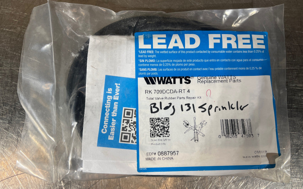 WATTS 0887957 RK 709DCDA RT Total Rubber Parts Kit 4" Double Check Valve Kit Nos