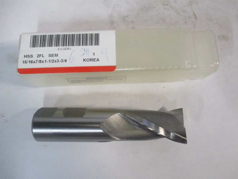 (E1030960) 15/16" x 1-1/2" x 7/8" x 3-3/4" OAL 2 Flute HSS Square End Mill 
