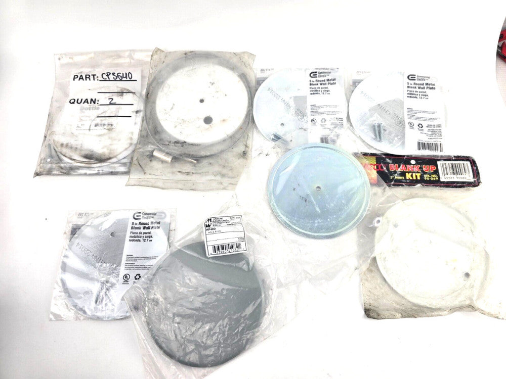 8pcs Mixed Lot 5" Round Metal Blank Wall Plate Plugs