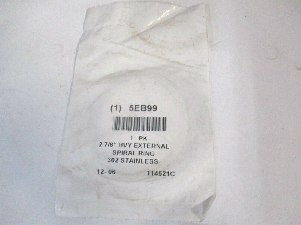 (WSM-287-S02) 2-7/8" 302 Stainless Steel External Spiral Plain Retaining Ring
