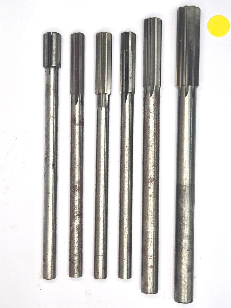 UNBRANDED  ASSORTED STRAIGHT FLUTE CHUCKING REAMERS    LOT OF 6