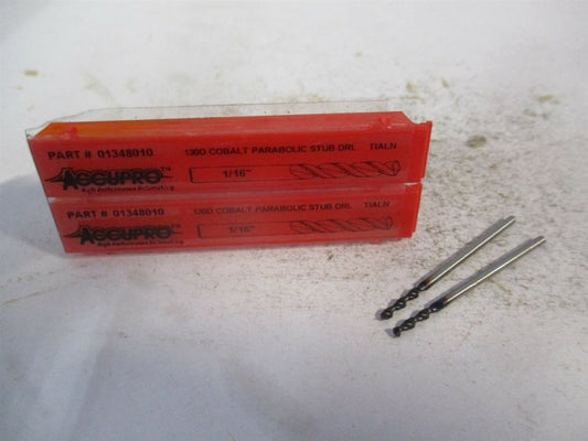 (1630159A-AC) 1/16" x 1.339" OAL 130° Cobalt Screw Machine Drill Bit - Qty 2