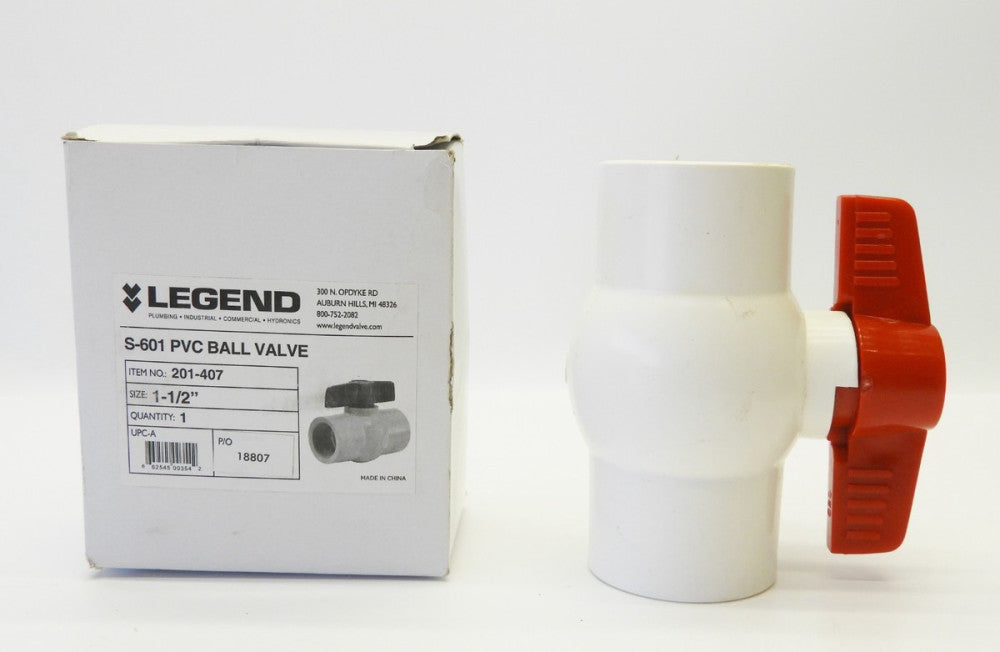 New Legend S-601 1-1/2" PVC Ball Valve 201-407