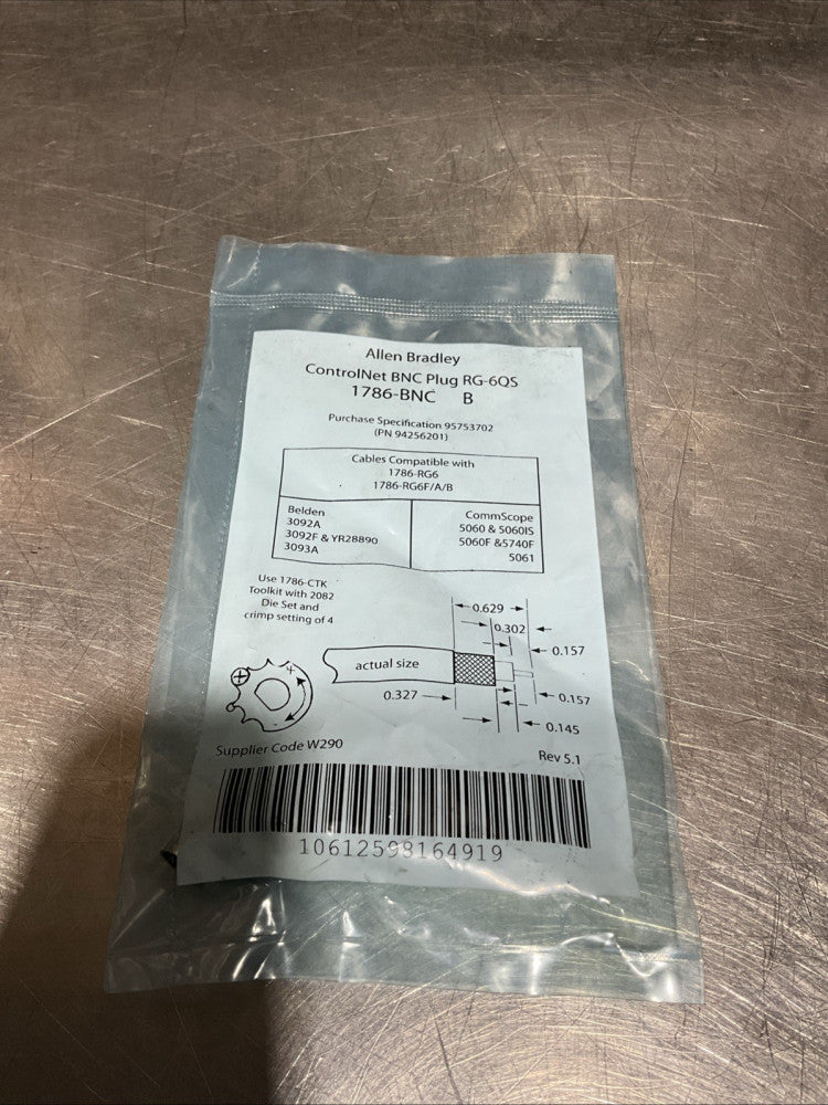 Allen Bradley 1786-BNC B Controlnet BNC Plug RG-6QS, NOS
