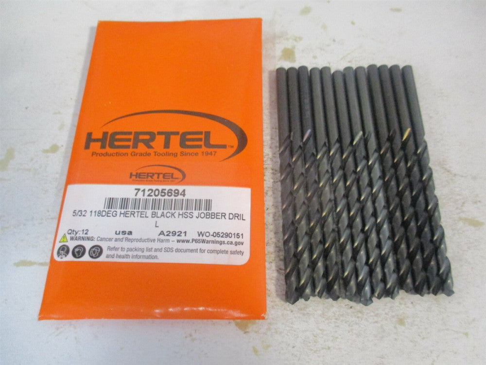 (71205694) 5/32" x 2" x 3-1/8" 118° High Speed Steel Jobber Drill - Pack of 12