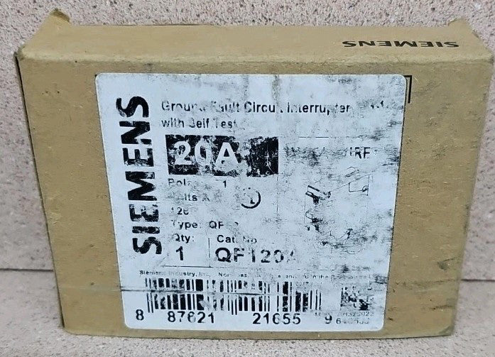 Siemens QF120A GFCI  Ground Fault  20 Amp 120 Volt Circuit Breaker NOS