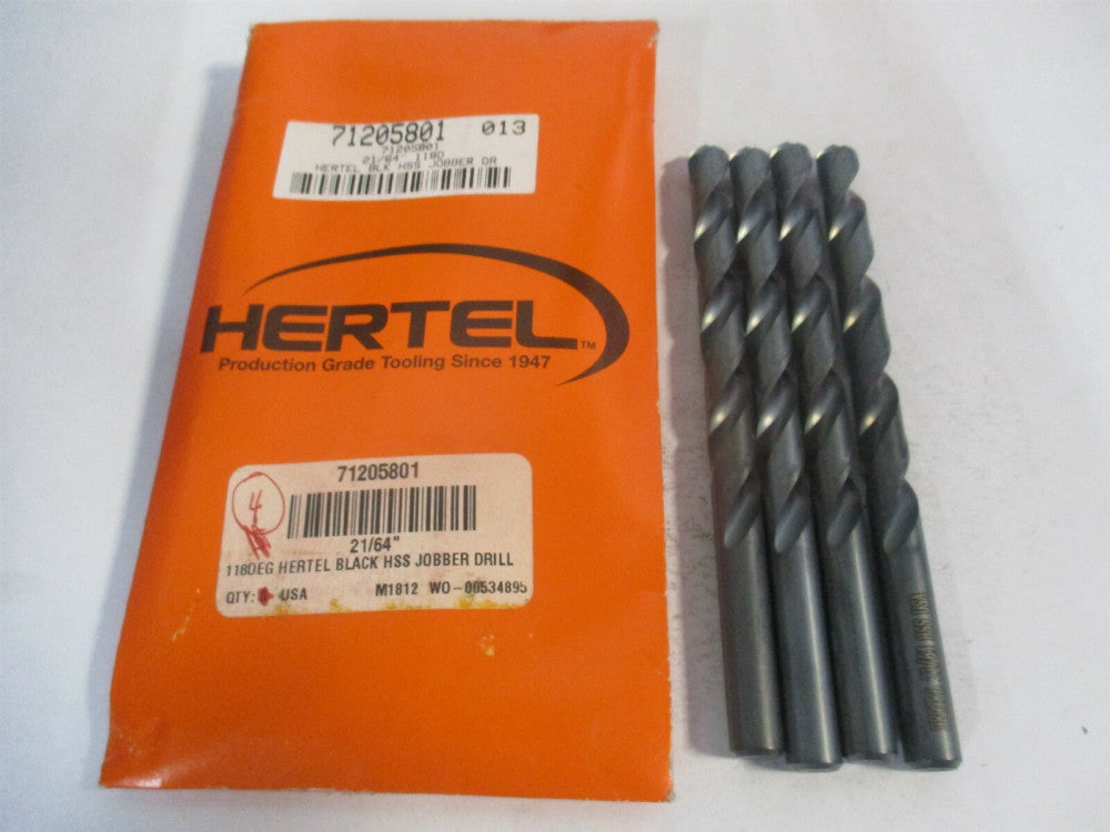 (71205801) 21/64" x 3-5/16" x 4-5/8" OAL 118° HSS Jobber Drill - Pack of 4