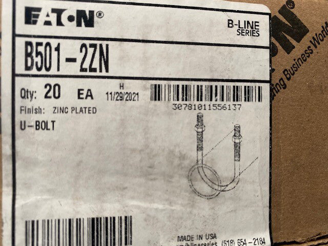 (20 Pack) B-Line B501-2ZN, U-Bolt, B501-2 Zn U-Blt
