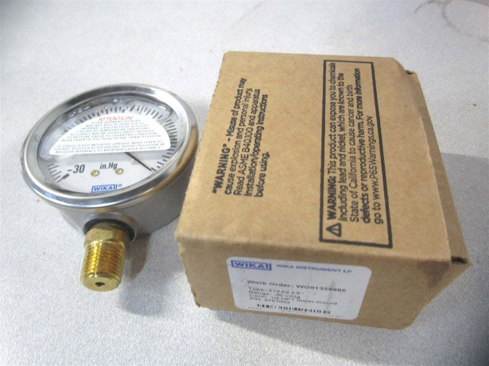 Wika (9767002) 2-1/2" 0 to 30 psi Lower Mount Liquid Filled Pressure Gauge 