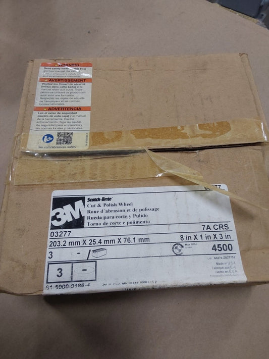 3M Scotch-Brite 03277 Cut and Polish Wheel 7A CRS 8"x1"x3", Box Of 3