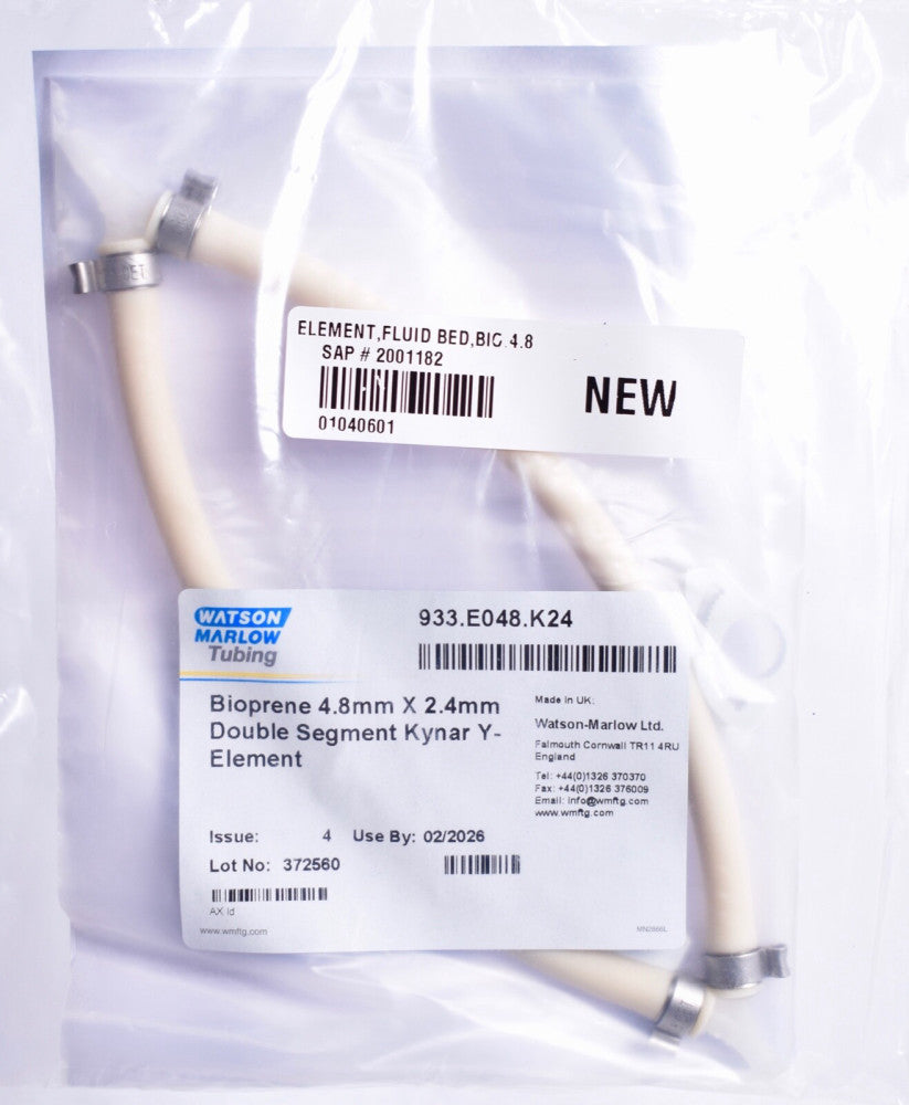 Watson Marlow Bioprene 4.8mm x 2.4mm Double Segment Kynar Y-Element 933.E048.K24
