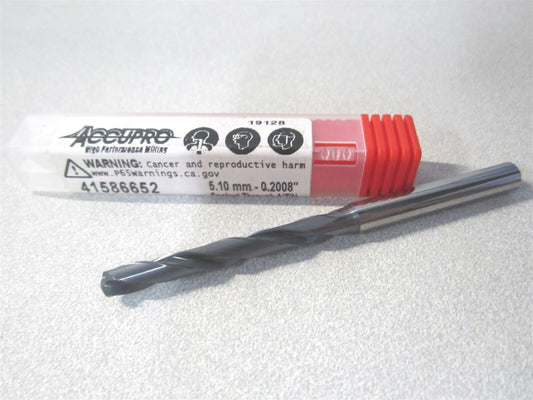 (UL173041) 5.10 mm x 82.00 mm OAL Solid Carbide 2-Flute RH Jobber Drill