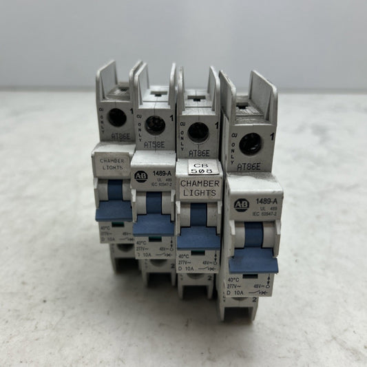 4 Pack Allen Bradley 1489-A1D100 10 Amp Circuit Breaker 1 Pole 1489A1D100 1489-A