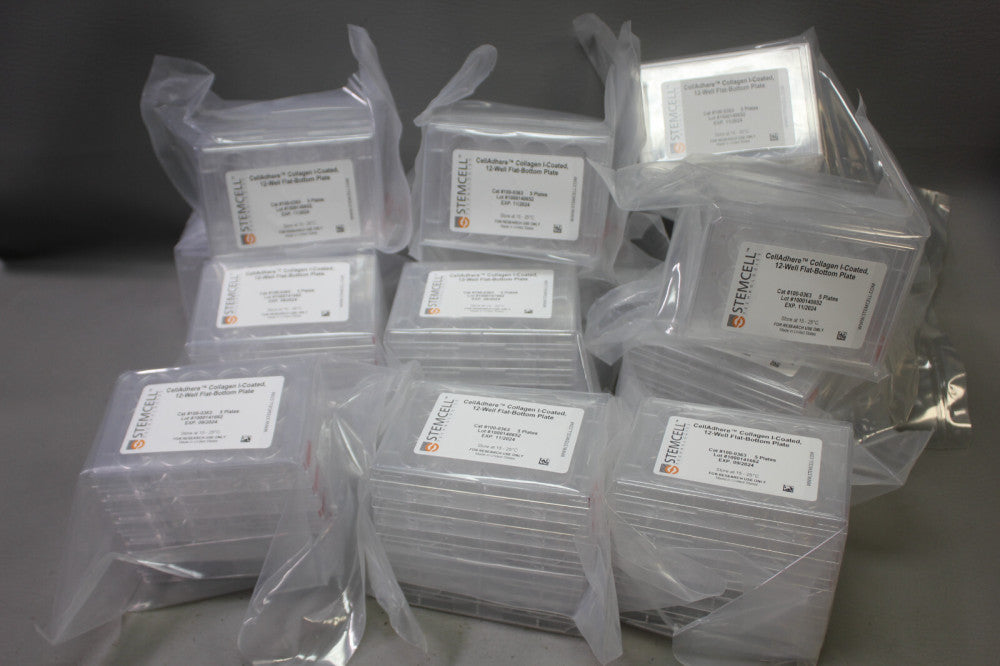 13- SEALED STEMCELL CELLADHERE COLLAGEN 12 WELL FLAT BOTTOM PLATE 100-0363