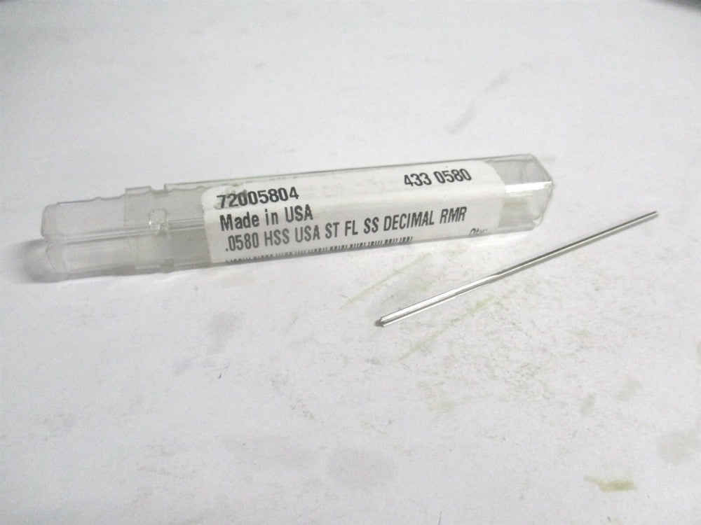 (72005804) 0.058" x 1/2" x 2-1/2" OAL 4-Flute Straight Shank HSS Chucking Reamer