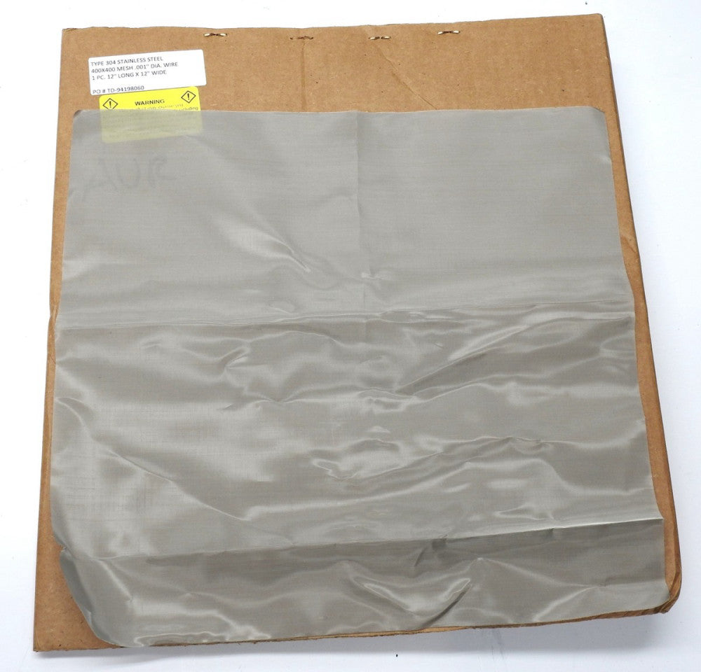 Type 304 Stainless Steel 400x400 Woven Wire Mesh .001" (12" x 12")