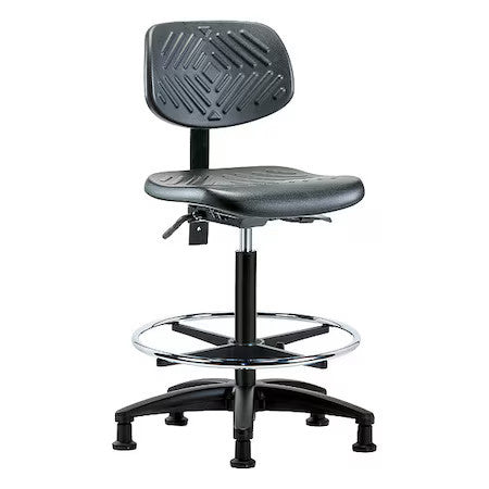 Zoro Select Br-Phbch-Rg-T0-A0-Cf-Rg-Blk High Bench Chair Ergonomic Chair, No