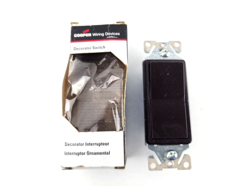 1pc Cooper 7501B-Box Single Pole Brown Decorator Rocker Indoor Wall Light Switch