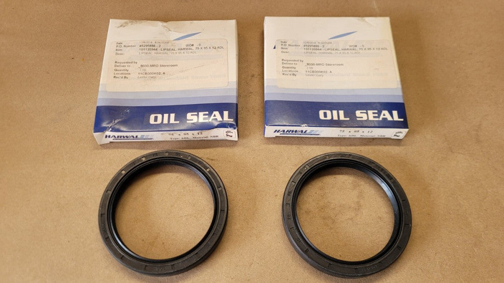 Lot of 2 Harwal Oil Seals 75x95x12 mm ADL NBR