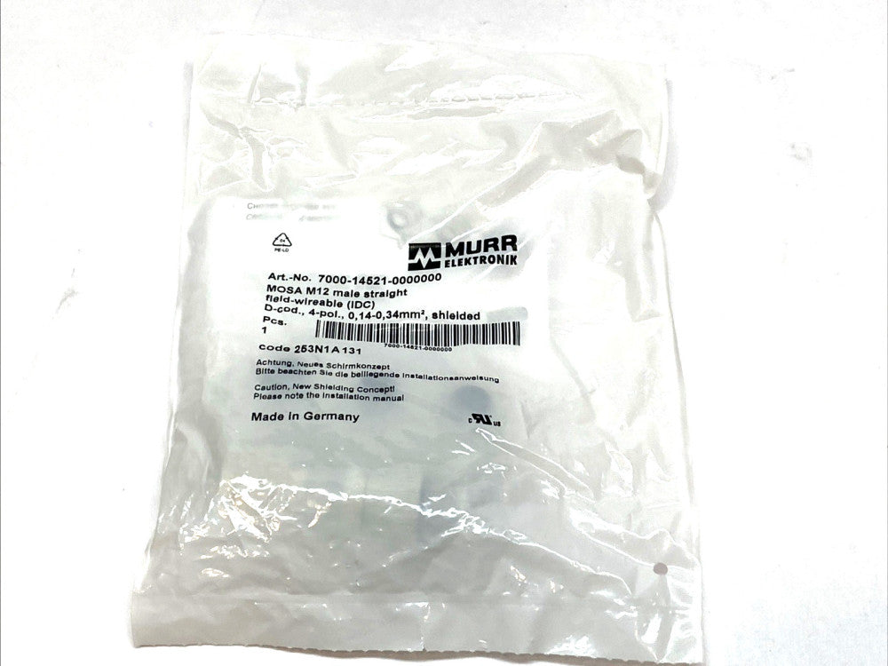 Murr Elektronik 7000‑14521‑0000000 M12 D‑Code 4‑Pin Field‑Wireable Connector