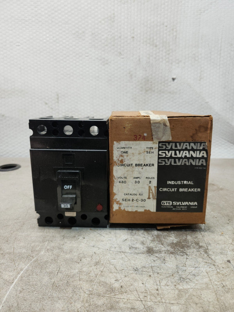 NEW IN BOX SYLVANA CIRCUIT BREAKE 480V 30AMPS 2POLES SEH-2-C-30