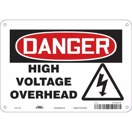 Condor 479U43 Safety Sign, 7 In Height, 10 In Width, Aluminum, Vertical
