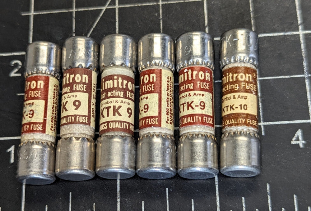 (5) KTK-9 And 1 KTK-10 Cooper Bussmann 600V Limitron Fast Acting Fuse NEW [OF35]