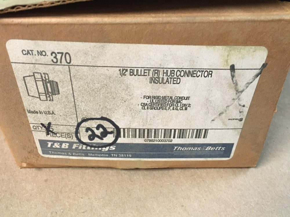 Thomas & Betts 370 1/2" BULLET HUB INSULATED CONNECTOR   (KB)