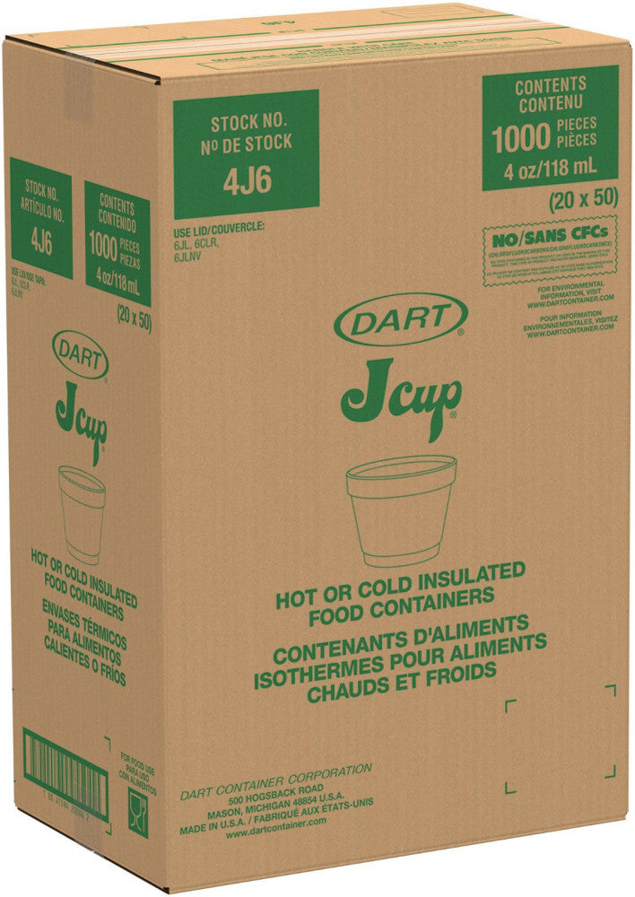 Dart 4J6 Foam Food Container 4 oz White Insulated EPS Bowl 1,000/Case