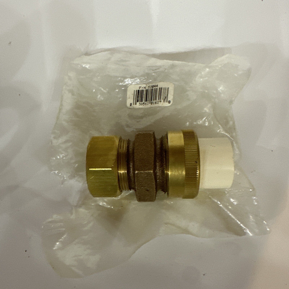 Genova Solvent Weld Fitting Transition Union 3/4” Slip X 3/4” Brass Compression 