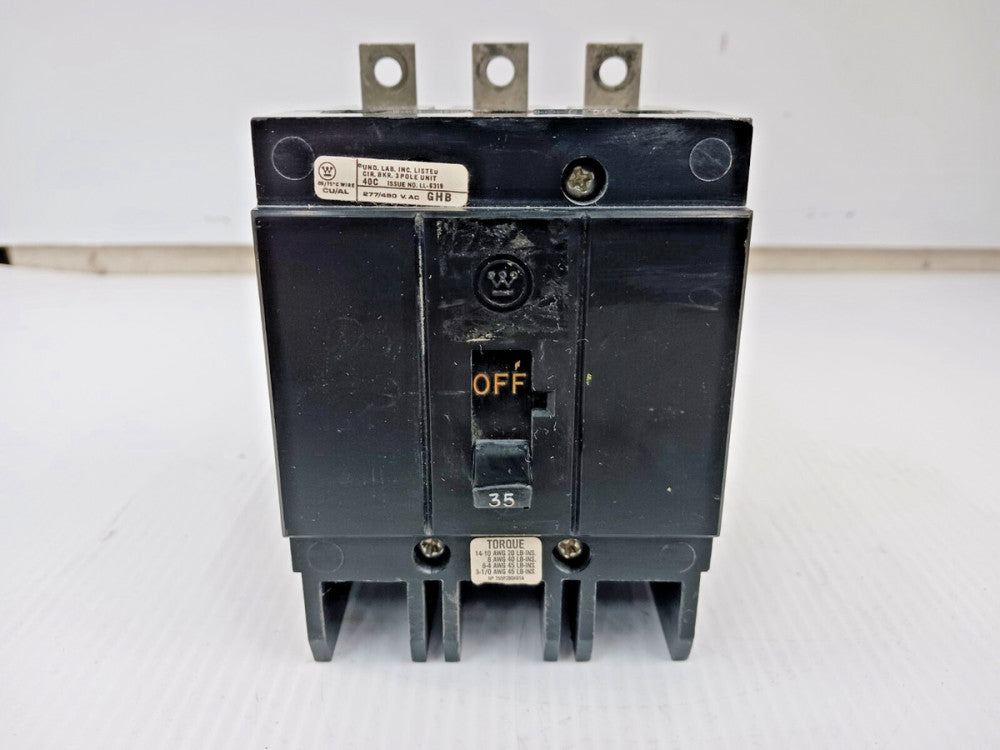 WESTINGHOUSE 35 AMP BOLT-ON CIRCUIT BREAKER 3 POLE 480Y/277 VAC GHB3035