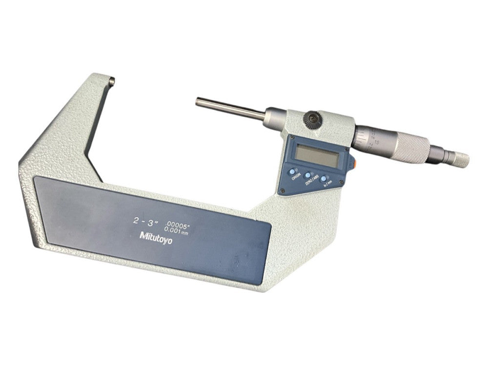 Mitutoyo 293-723-30 Digimatic Micrometer w/Spherical Tapered Anvil/Spindle 2-3"