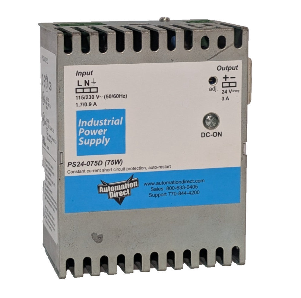 Automation Direct PS24-075D, 75W Industrial Power Supply 24VDC, 3A, Auto-Restart