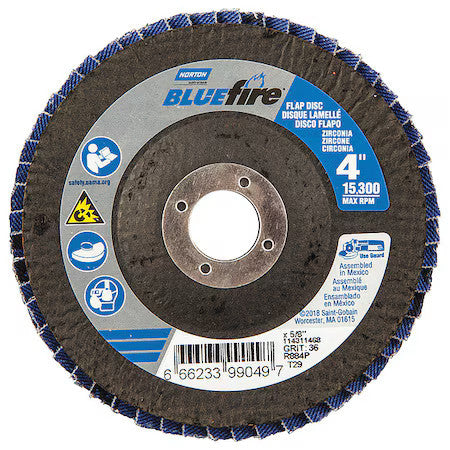 Norton Abrasives 66623399049 Flap Disc,4 In X 36 Grit,5/8