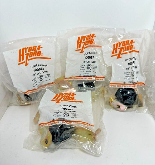 (Lot of 4) Hydra-Zorb 100087 7/8" OD Tube Piping Cushion Clamp Assembly