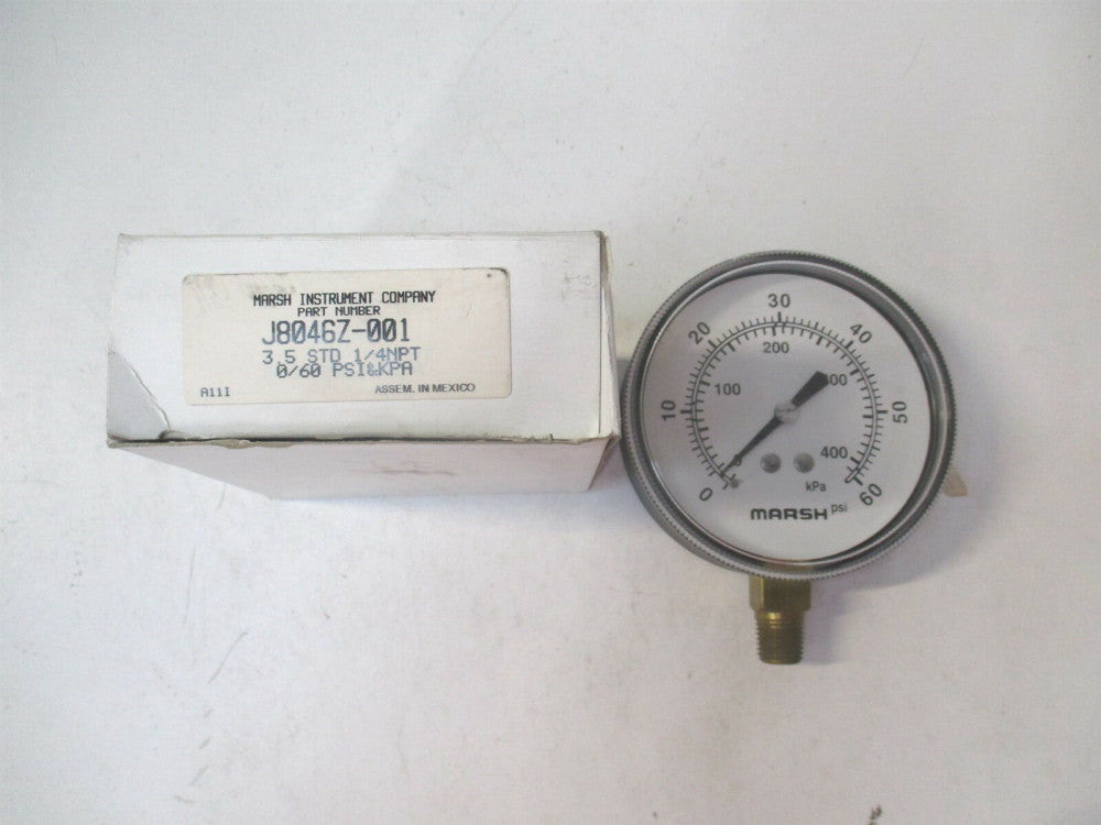 Marsh (J8046) 0 to 60 psi 3.5" 1/4" NPT Lower Dial General Service Gauge