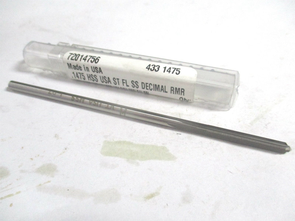 (433-0.1475) 0.1475" x 1" x 4" OAL Straight Flute HSS 4-Flute Chucking Reamer 